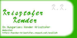 krisztofer kender business card